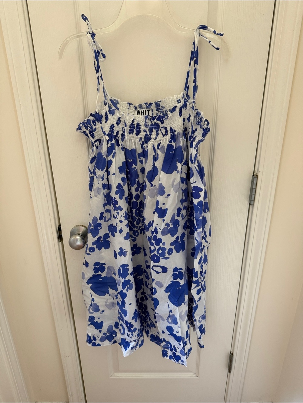 WHIT Two from  Anthropologie cotton night Dress w/ Blue Floral Print